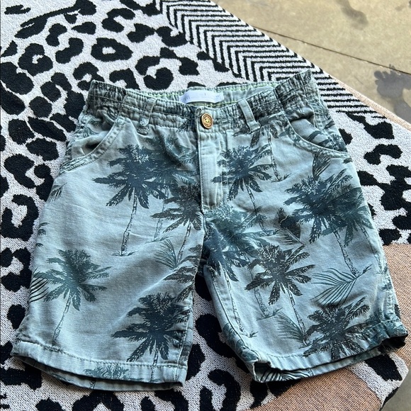 Zara Other - Zara Boy's Palm Print Shorts - Blue & Green